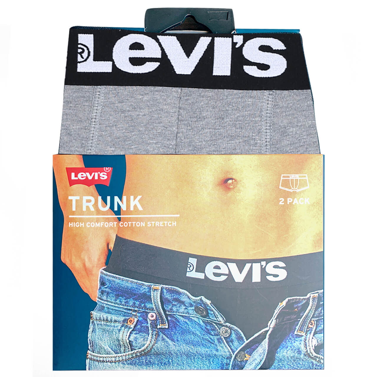 levis-boxershorts-middlegreymelange Levis Trunk Boxershorts für Herren in Grau, FarbNr.: 2001