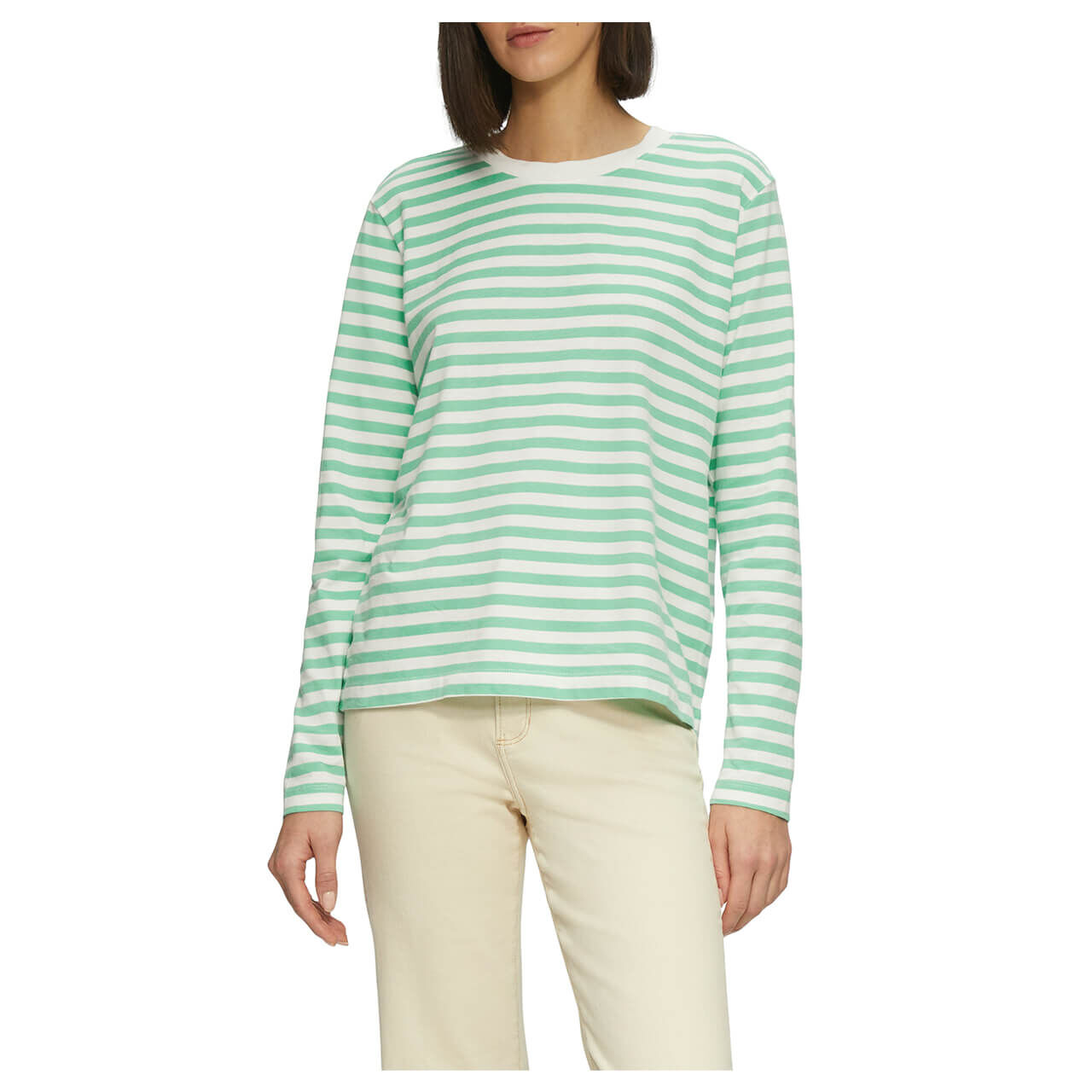 s.Oliver Damen Langarm Shirt green white striped