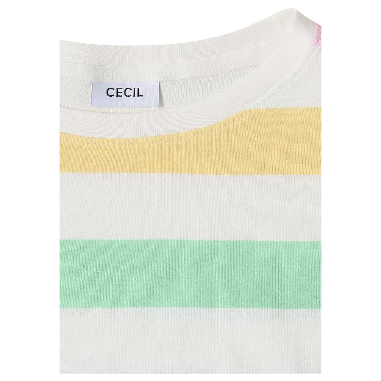 Cecil Damen T-Shirt Multistripe vanilla white