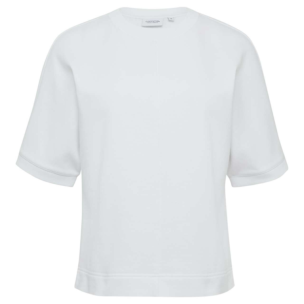 Comma Damen Kurzarm Sweatshirt white placed print