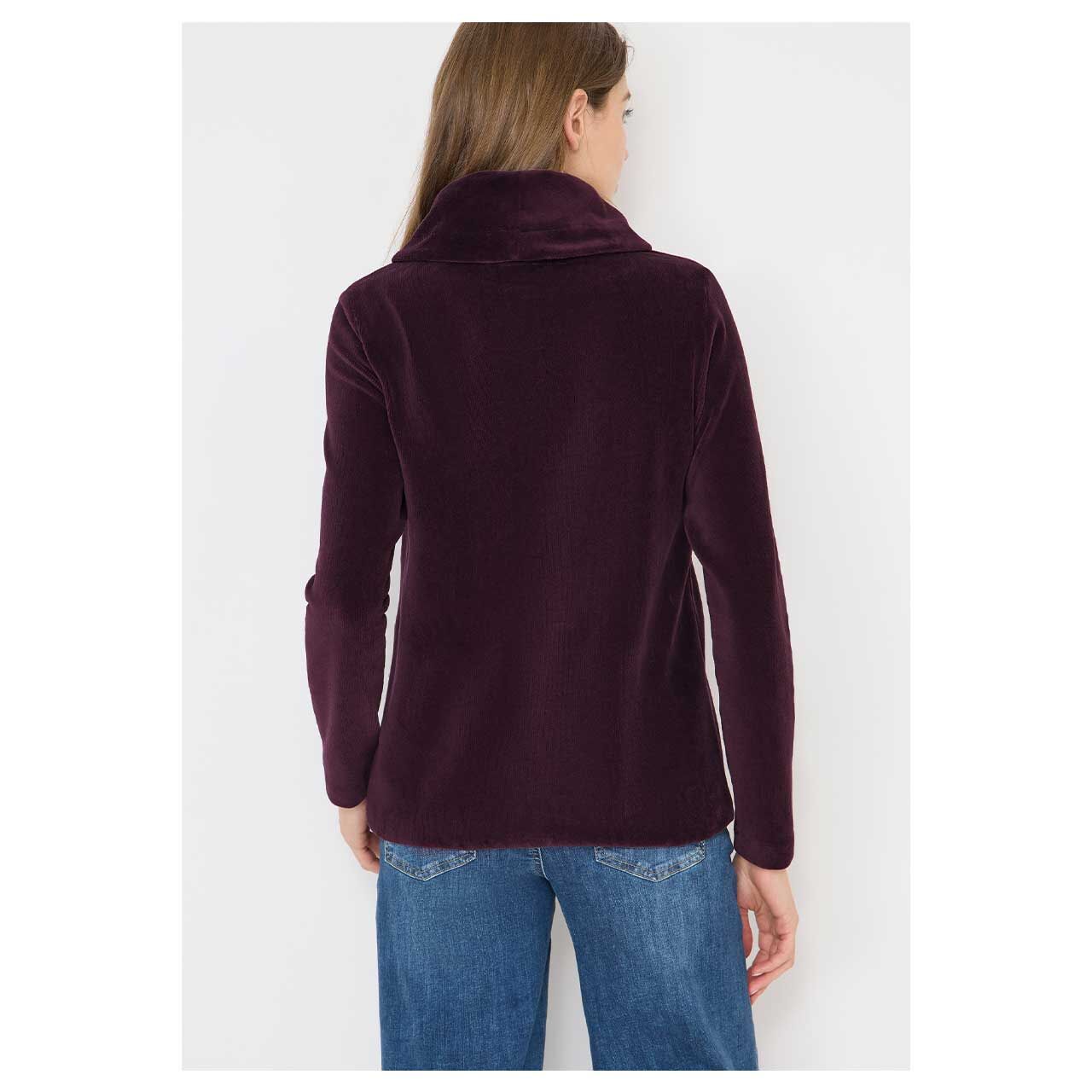Damen Cord Pullover Big Collar von Cecil in Lila, Rückansicht am Model