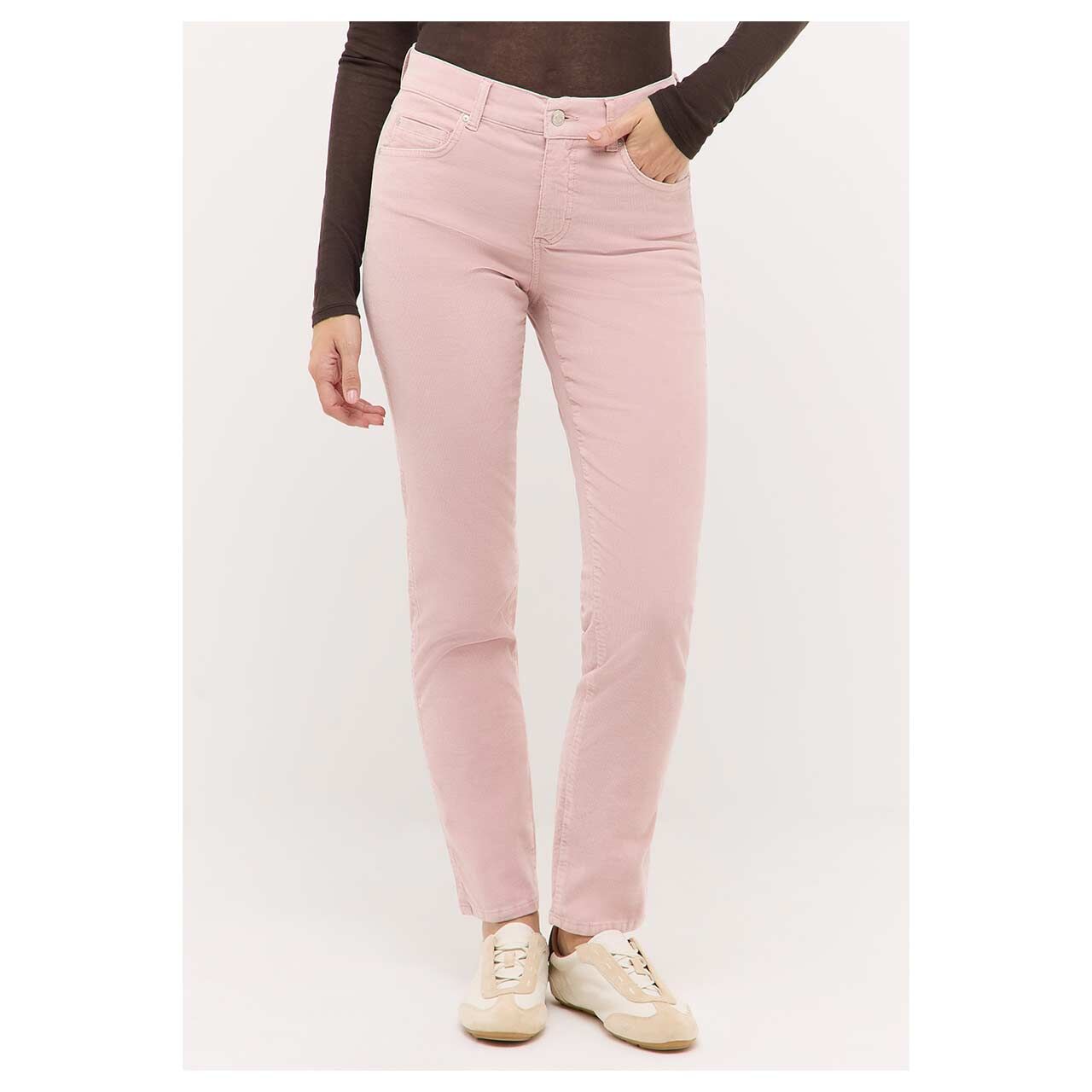 Damen Cordhose Cici von Angels in Rosa, Vorderansicht am Model
