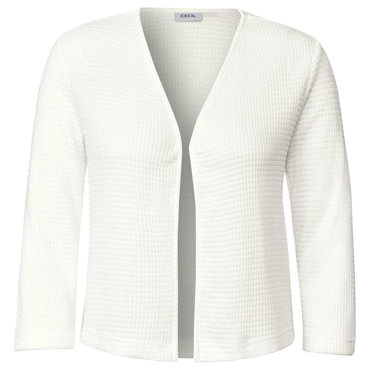 Cecil Damen 3/4 Arm Strickjacke Ajour Knit Open Jacket vanilla white
