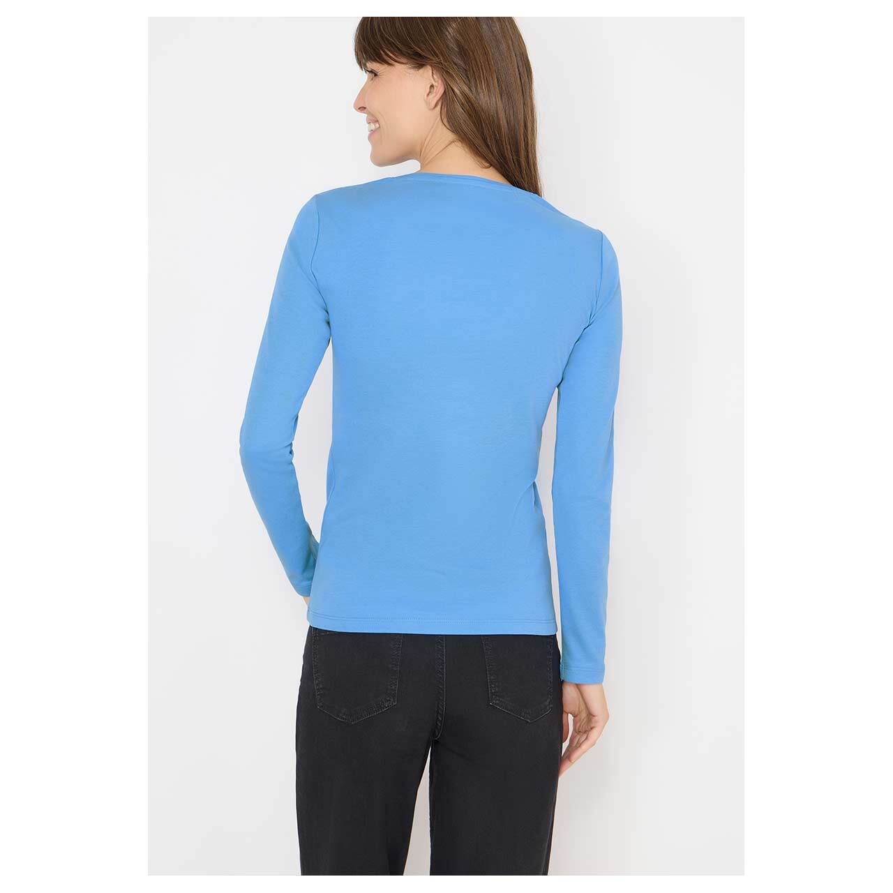 Damen Langarm Shirt Pia von Cecil in Blau, Rückansicht am Model