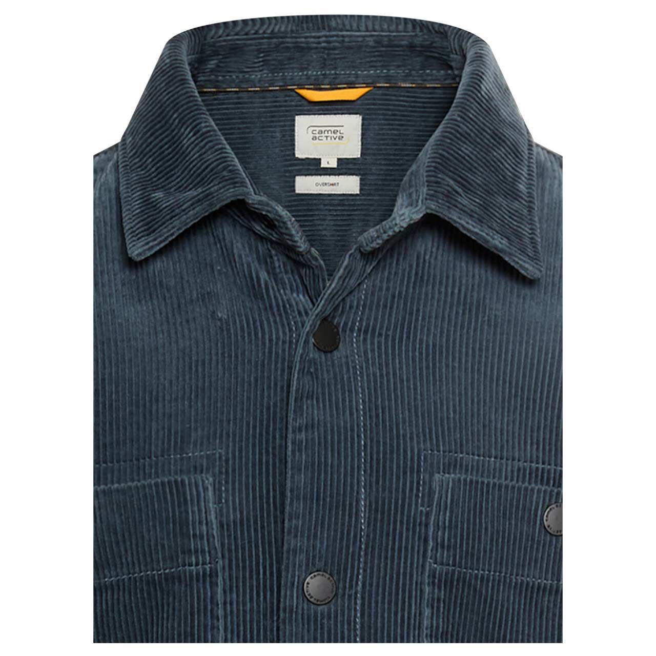 Herren Cord Hemdjacke von Camel active in Blau, detaillierte Vorderansicht