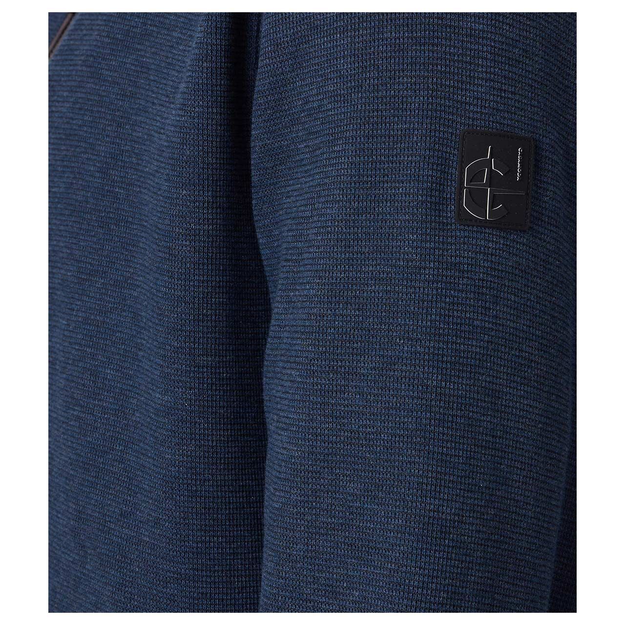 Herren Strickjacke von Casa Moda in Dunkelblau meliert, Detailansicht Logo