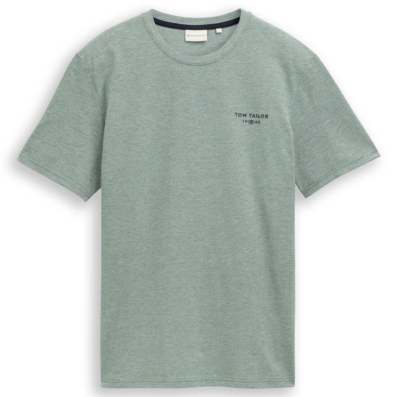 Tom Tailor Herren Piqué T-Shirt garden green melange