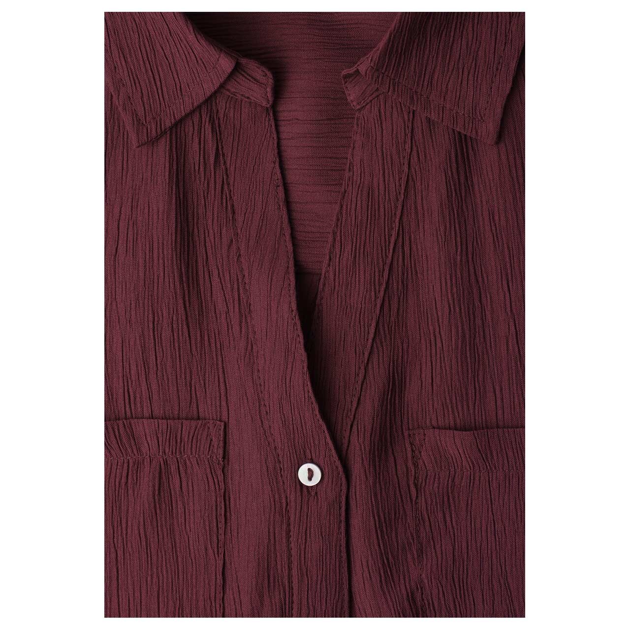 Street One Damen Kurzarm Bluse Buttoned Shirtcollar rustic rouge
