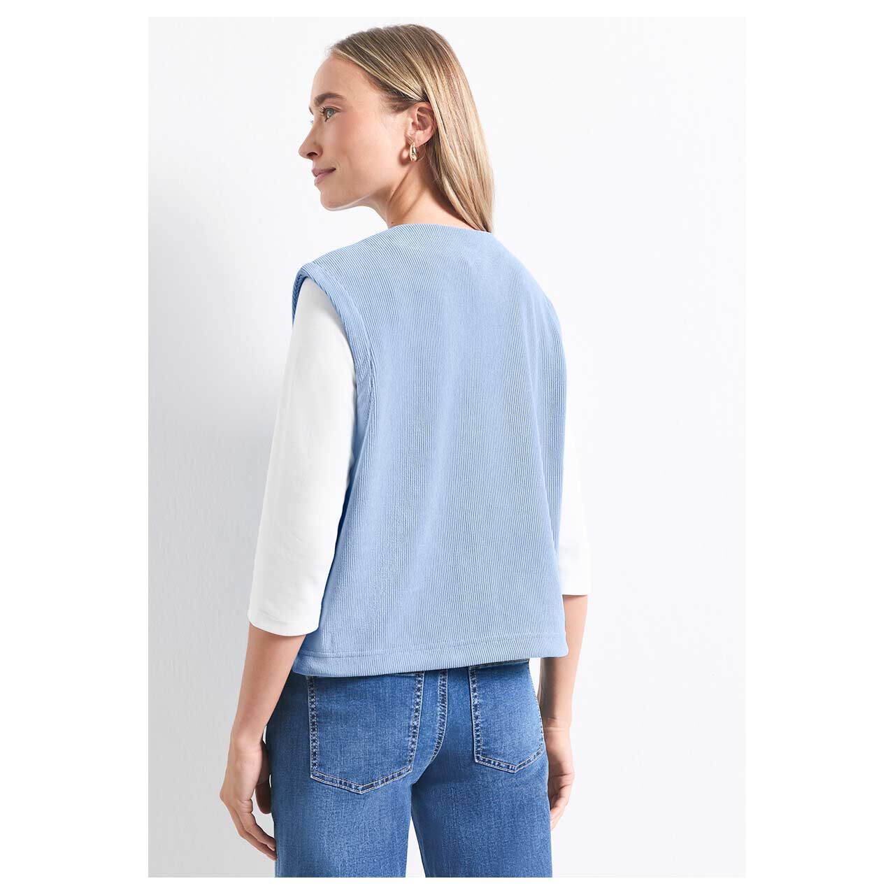 Damen Cord Weste Look Vest von Street One in Hellblau, Rückansicht am Model