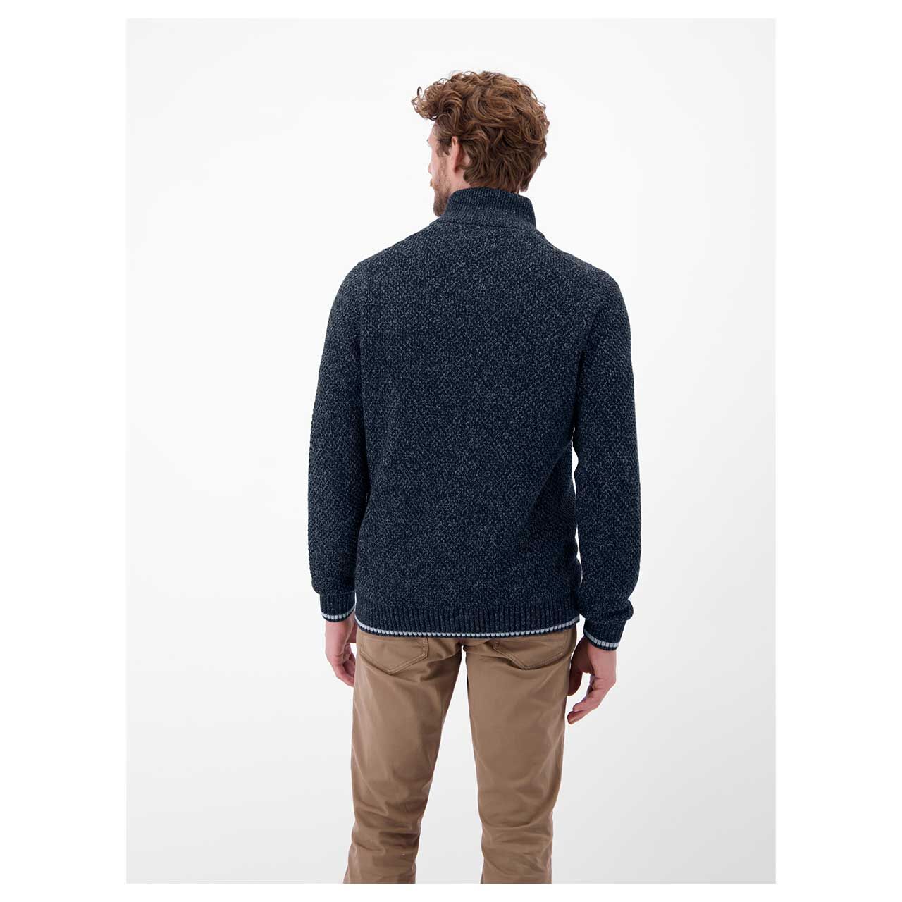 Herren Pullover von Lerros in der Farbe Dunkelblau meliert, Rückansicht am Model