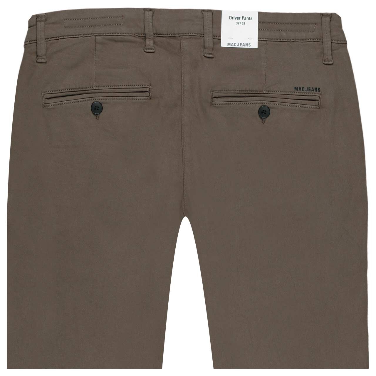 Herren Chino Baumwollhose Flexx Driver Pants von MAC in Braun, detaillierte Rückansicht
