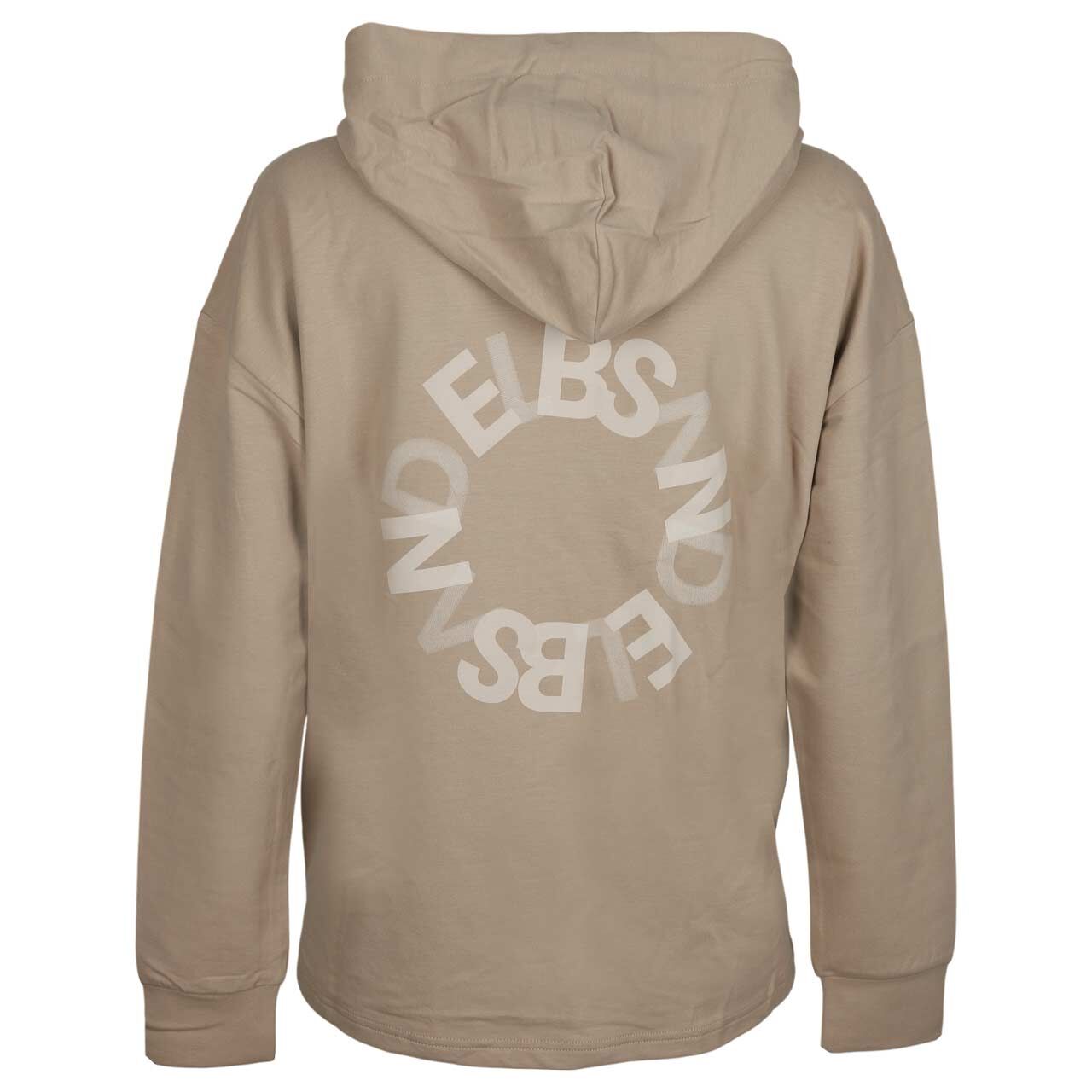 Damen Hoodie Sweatshirt Ela von Elbsand in Hellbraun mit Print, Rückansicht