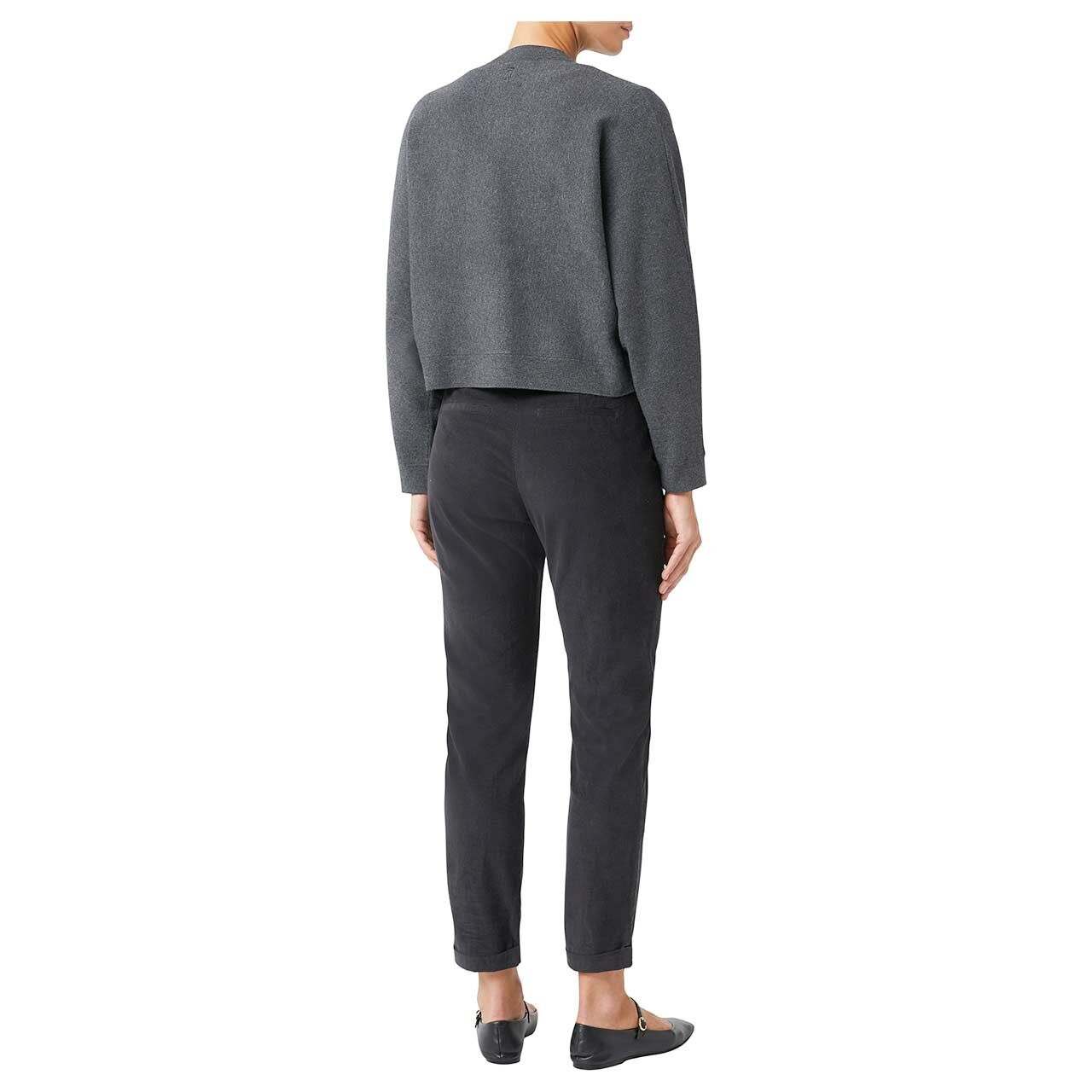 Damen Strickjacke von Comma in Dunkelgrau, Rückansicht Model