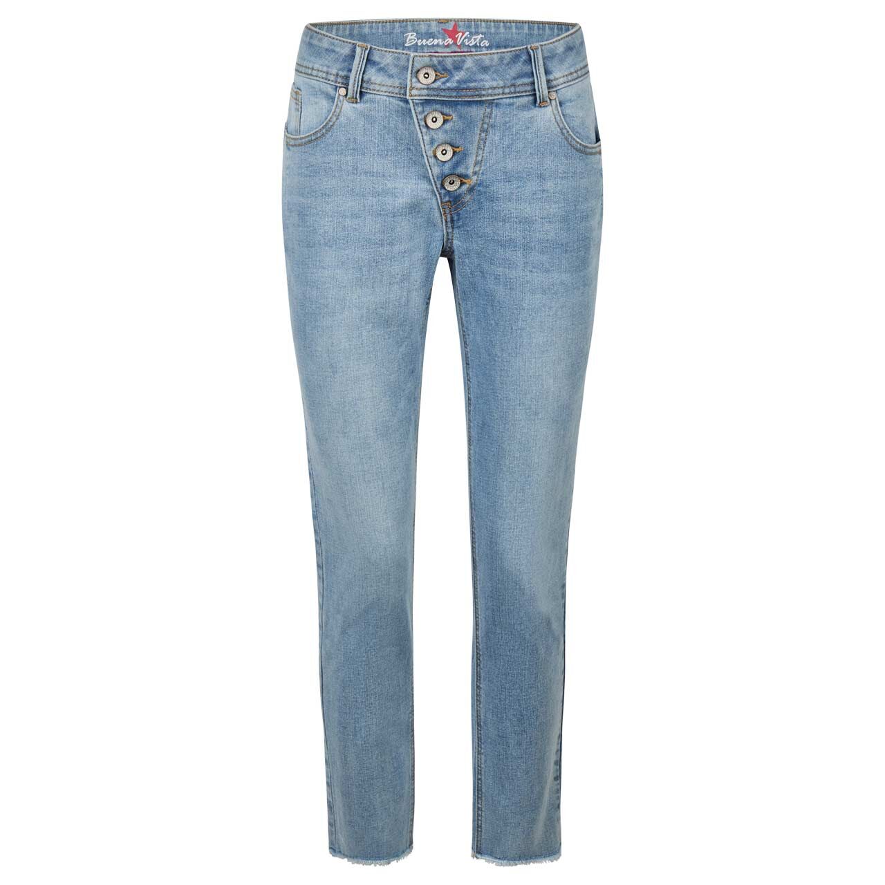 Stretch Damenjeans Malibu 7/8 Stretch Denim von Buena Vista in Hellblau angewaschen, Vorderansicht