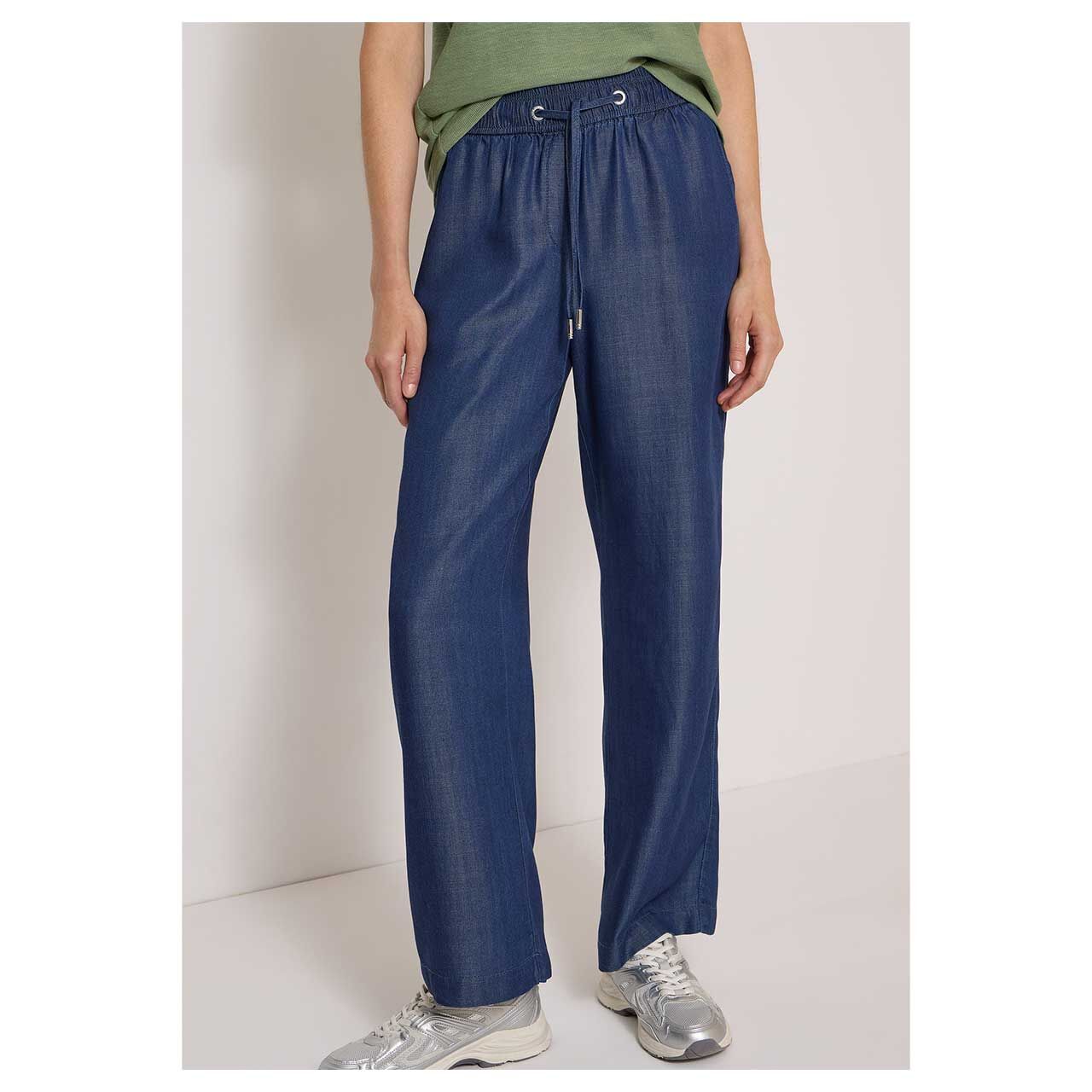 Ankle Wideleg Damenhose Neele Tencel™ von Cecil in Dunkelblau, Vorderansicht am Model