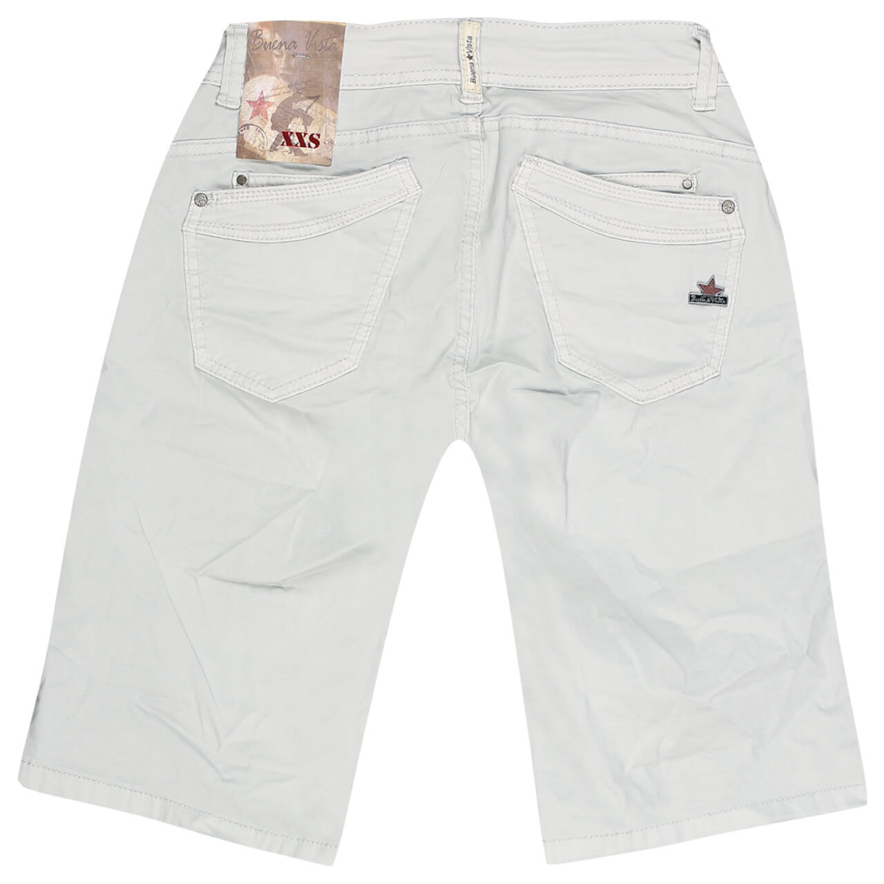 buena-vista-jeans-malibu-short-stretch-twill-grey-1697-hinten Buena Vista Malibu-Short Stretch Twill Baumwollhose für Damen in Hellgrau, FarbNr.: 1697