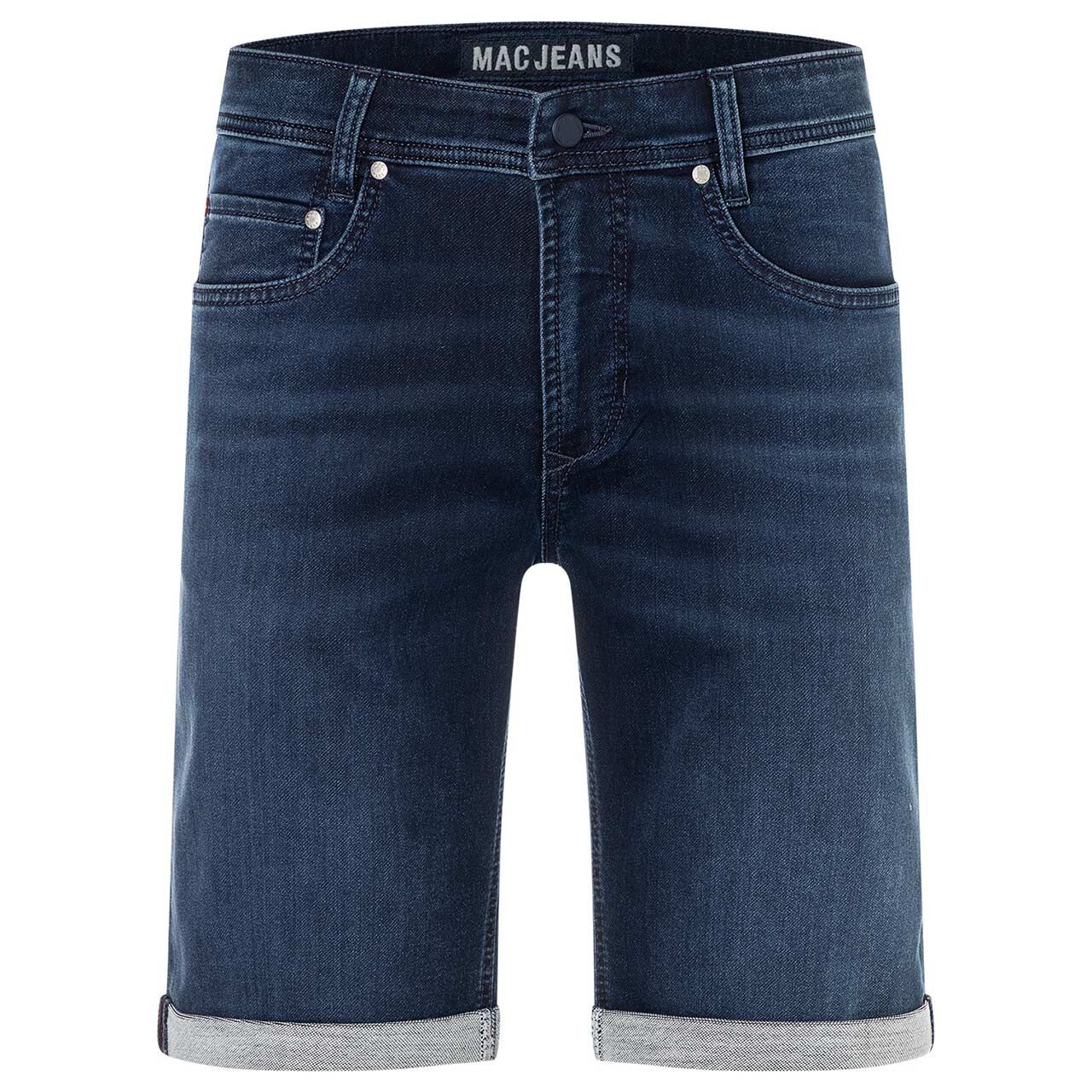Herren Bermuda Jogn Jeans von MAC in Dunkelblau angewaschen, weitere Vorderansicht