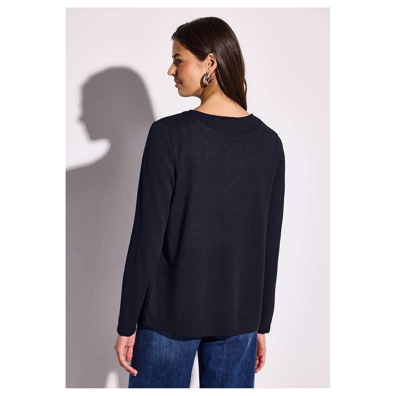 Street One Damen Strickjacke Nette Knit Look deep blue