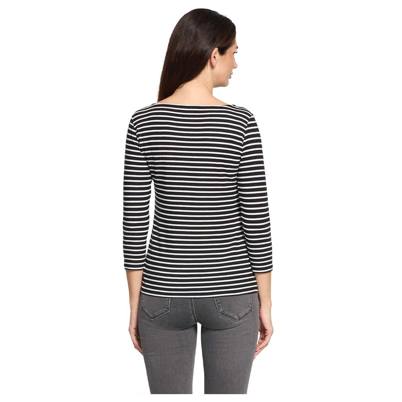 Damen 3/4 Arm Shirt von Betty Barclay in Schwarz gestreift, Rückansicht am Model