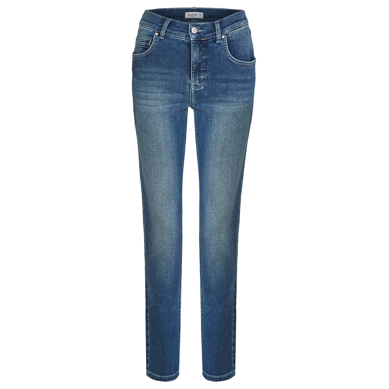 angels-jeans-cici-old-washed-used-blue-ansicht Stretch Damenjeans Cici von Angels in Mittelblau angewaschen, Vorderansicht