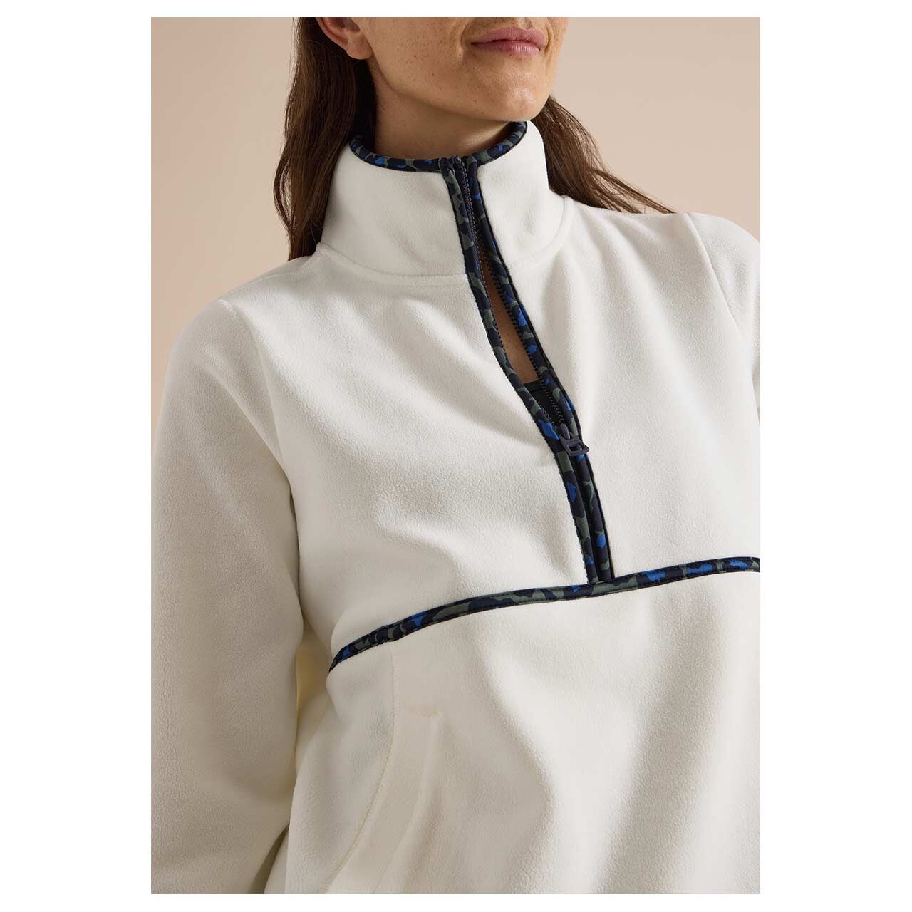 Cecil Damen Sweatshirt Troyer Fleece vanilla white