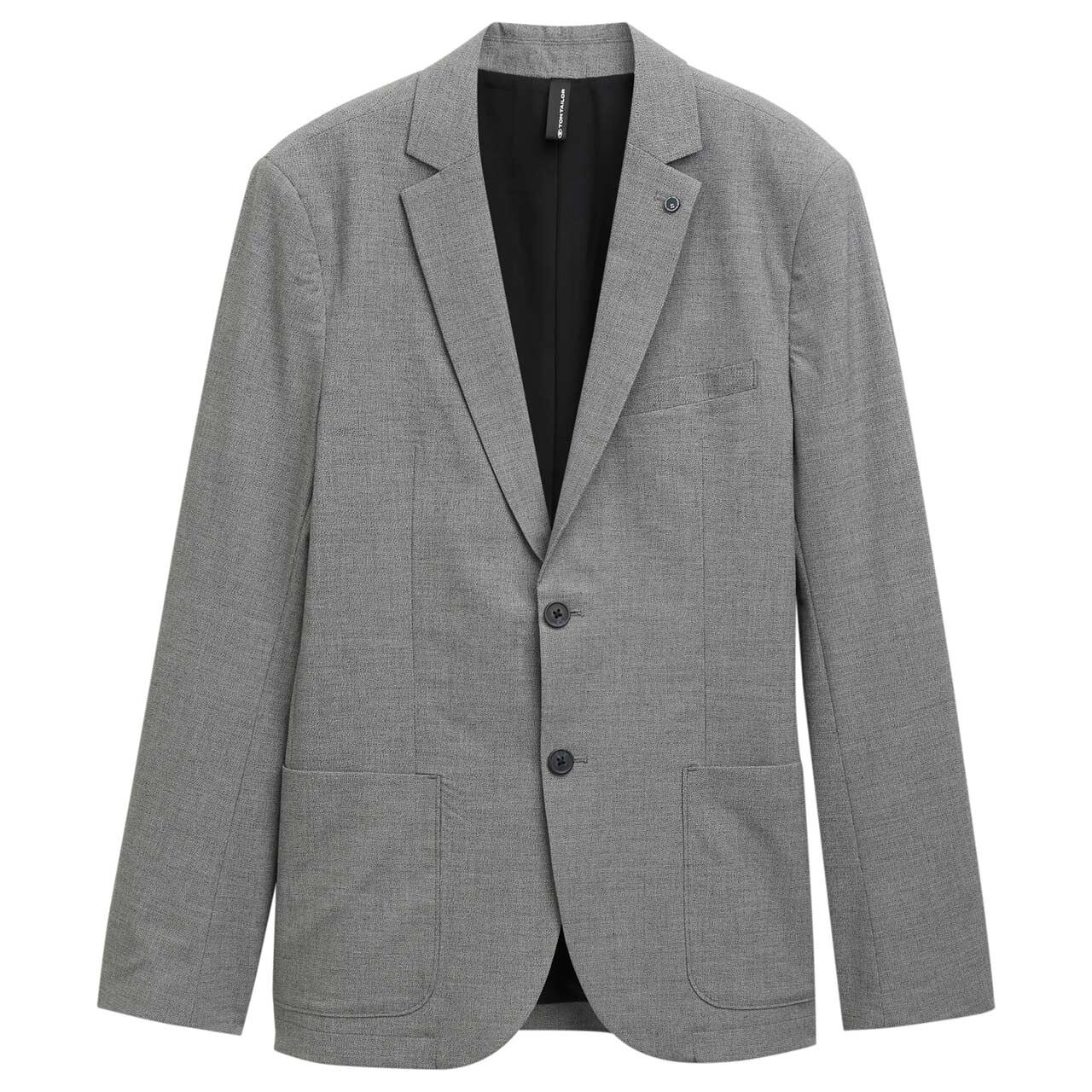 Tom Tailor Herren Sakko Stretch Performance Blazer grey black grindle Tom Tailor Herren Sakko Stretch Performance Blazer grey black grindle