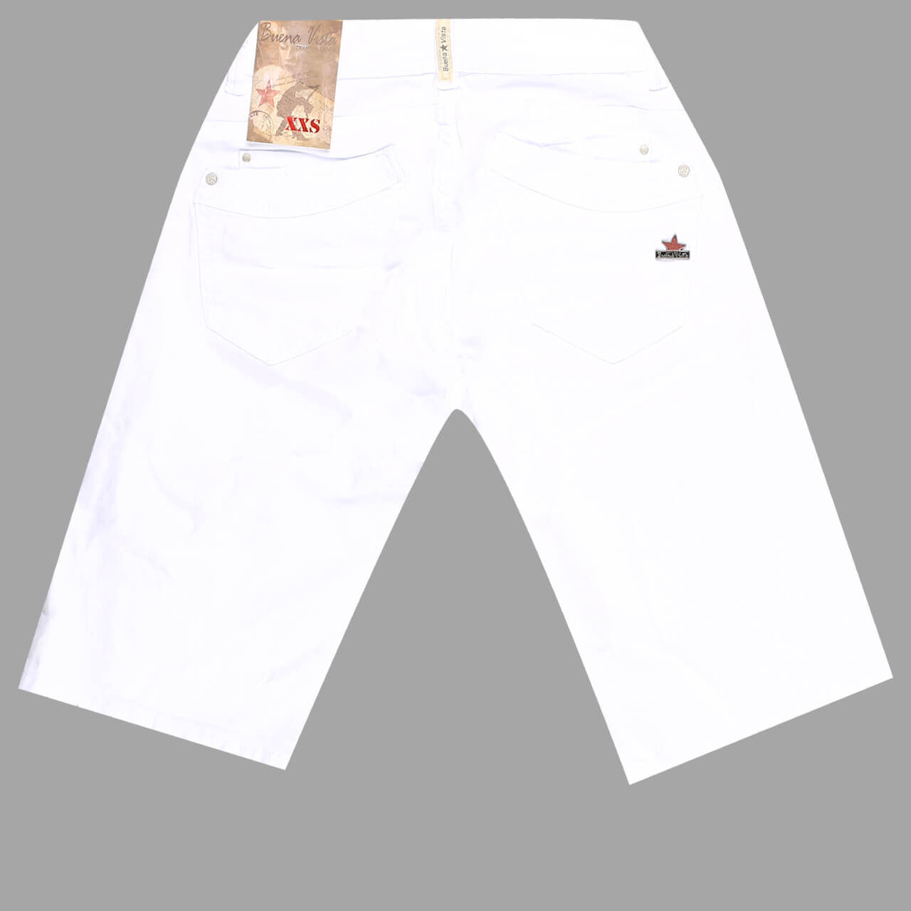 Buena Vista Malibu-Zip-Short Stretch Twill Baumwollhose für Damen in Weiß, FarbNr.: 032