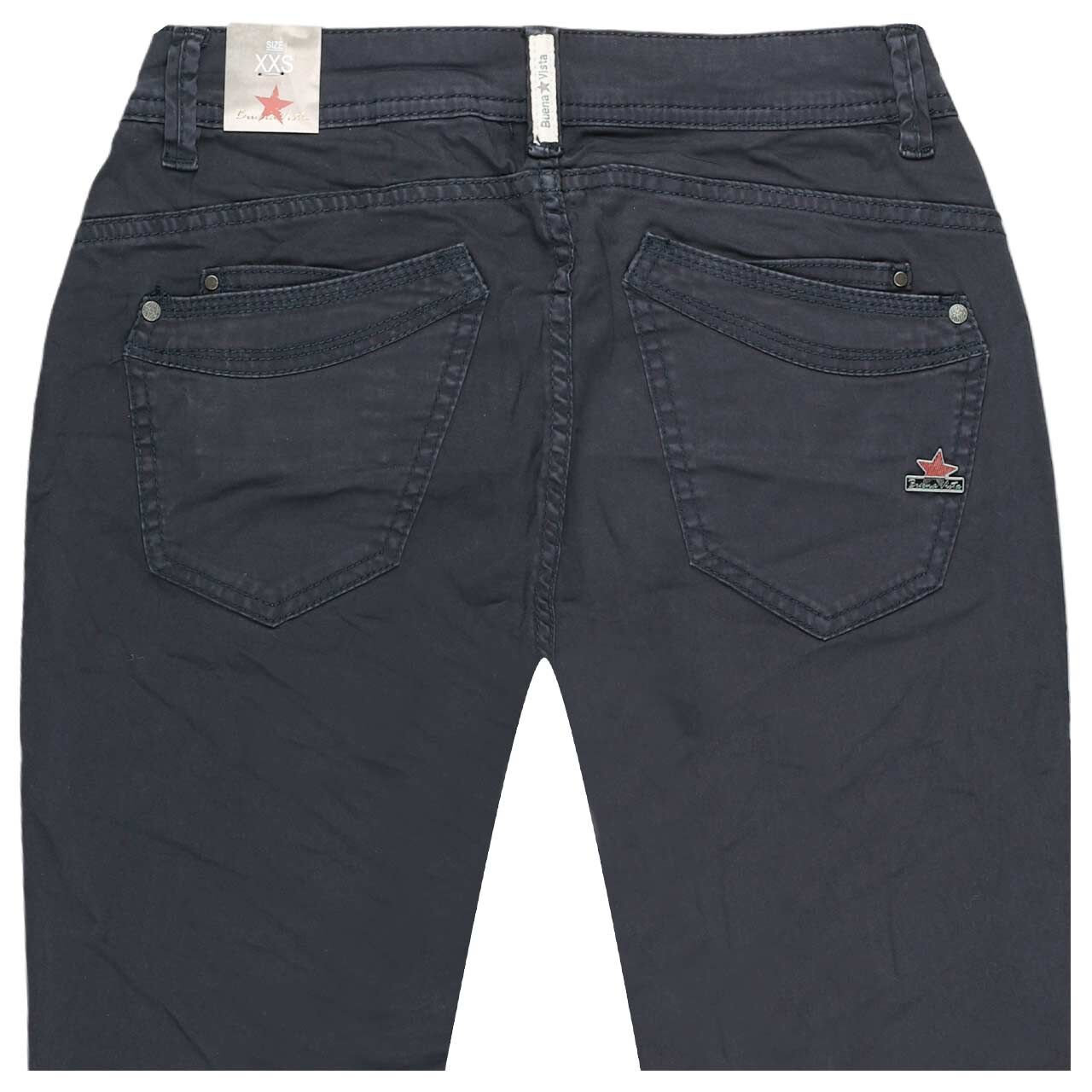 Damen Ankle Baumwollhose Malibu Cropped Stretch Twill von Buena Vista in Dunkelblau , Rückansicht