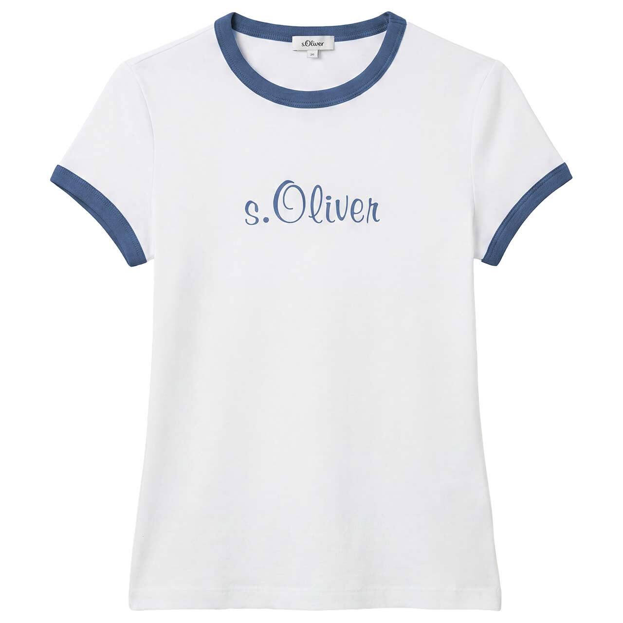 s.Oliver Damen T-Shirt white bleu placed print