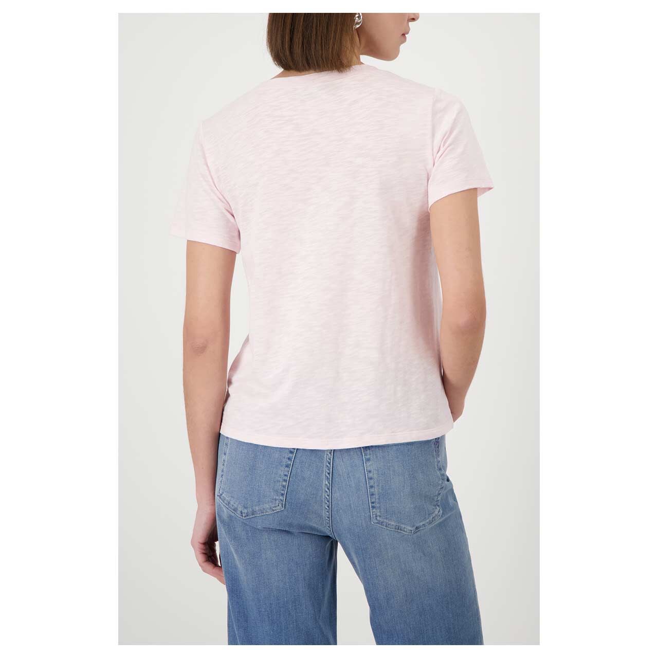 Damen T-Shirt von Monari in Rosa mit Print, Rückansicht am Model