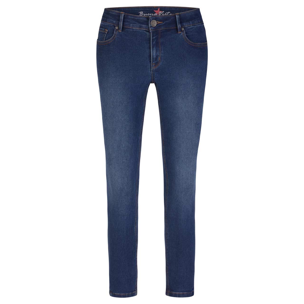 Damenjeans Italy V 7/8 Stretch Denim von Buena Vista in Blau angewaschen, Vorderansicht
