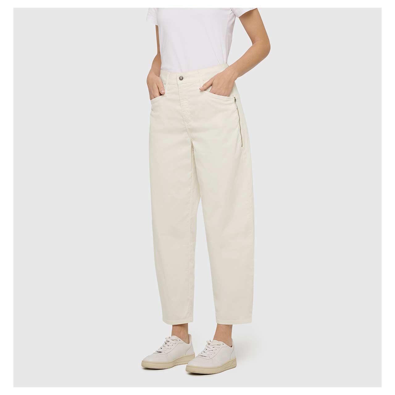 Damen 7/8 Baumwollhose Bora von MAC in Cremeweiß, Seitenansicht