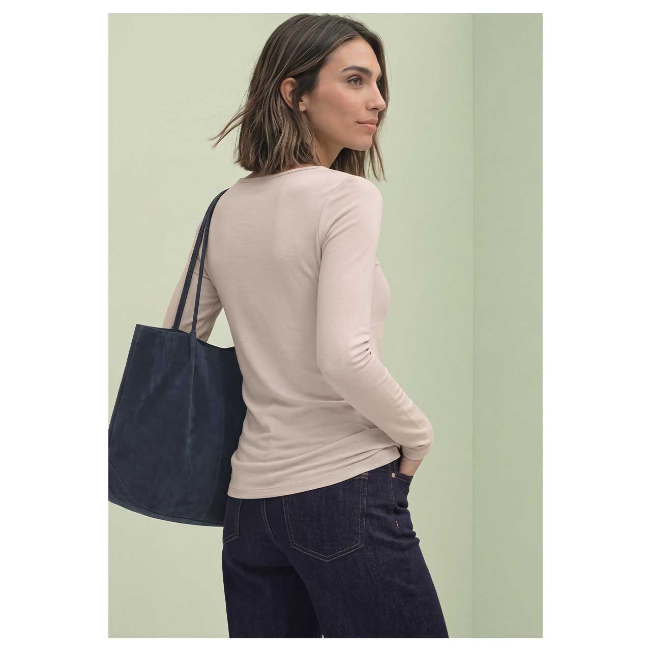 Damen Langarm Shirt Lanea von Street One in Beige, Rückansicht am Model