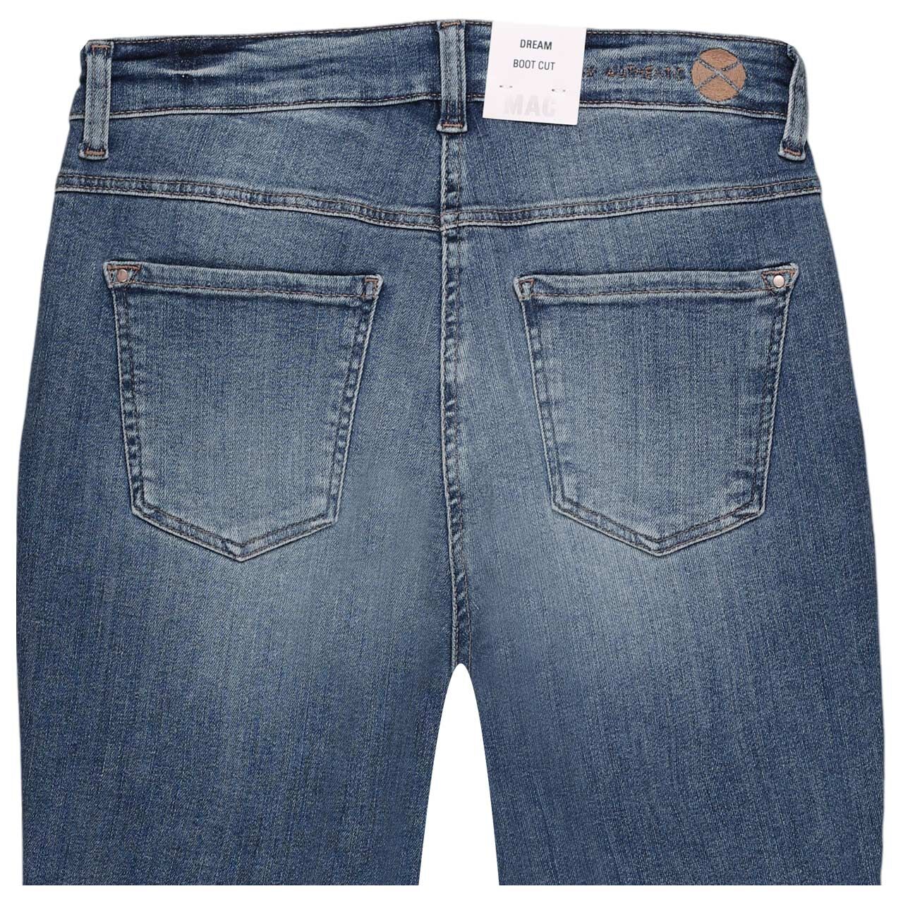 Stretch Damenjeans Dream Boot von MAC in Blau angewaschen, detaillierte Rückansicht
