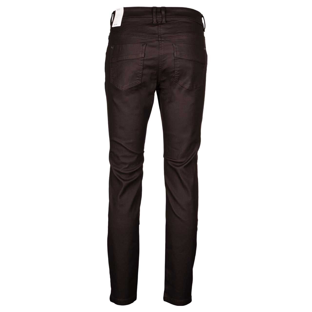 Damenjeans Toronto von Cecil in Dunkelbraun beschichtet, Rückansicht
