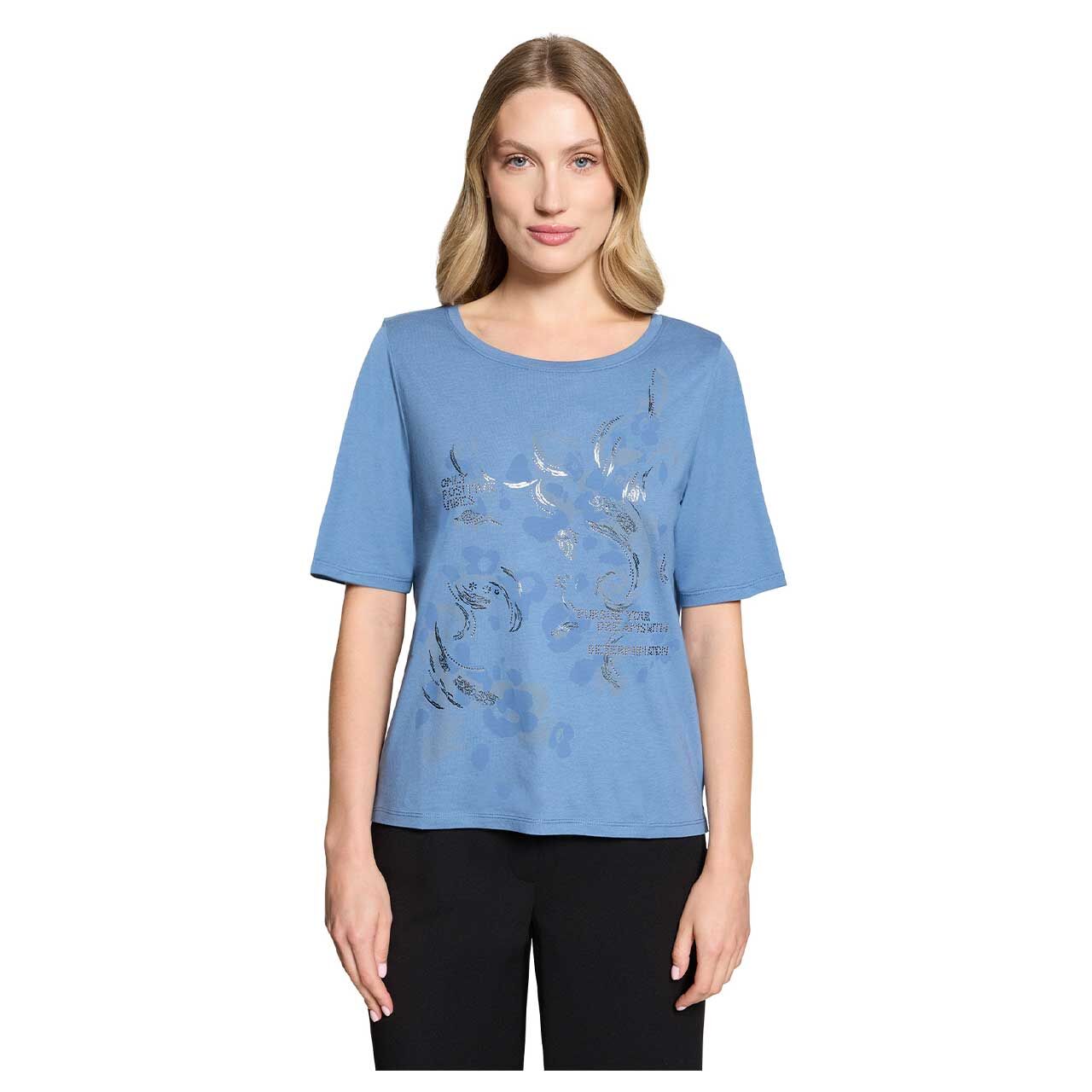 Damen T-Shirt von Betty Barclay in Blau mit Print, Vorderansicht am Model