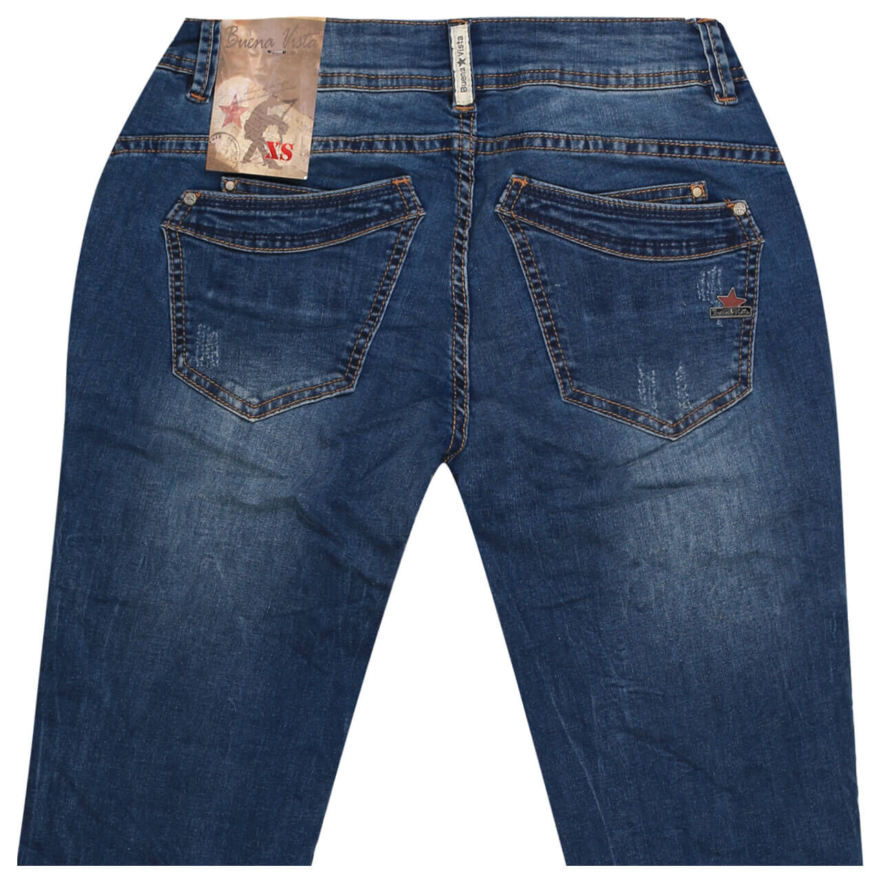 Buena Vista Jeans Malibu 7/8 Stretch Denim für Damen in Blau mit Destroyed-Effekten, FarbNr.: 5923