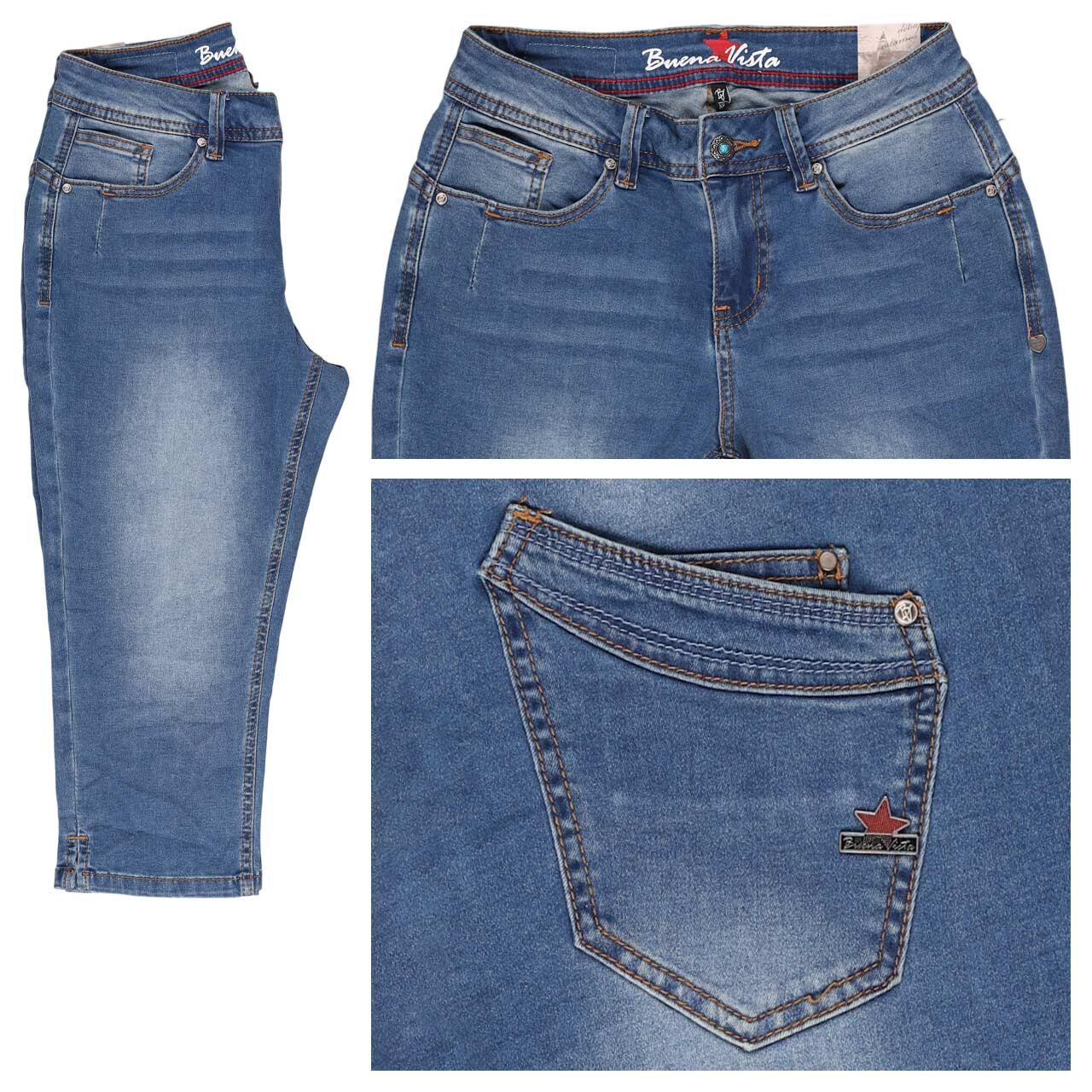 Buena Vista Malibu-Zip High Capri Cozy Denim Jeans mid stone