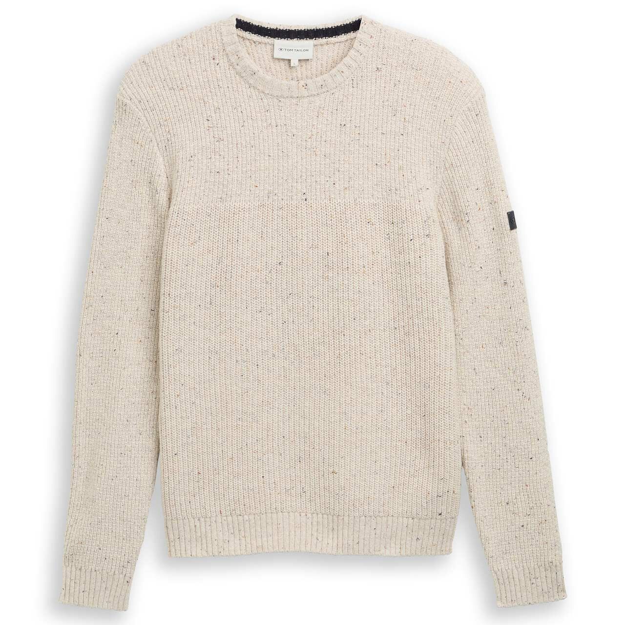 Tom Tailor Herren Pullover Structured Mix Crewneck Knit offwhite melange multi neps