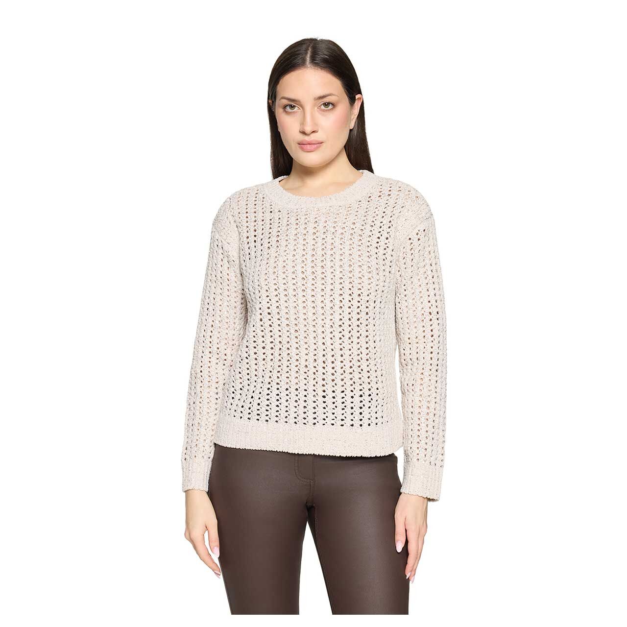 Damenpullover von Betty Barclay in Hellbeige mit Glitzer, Vorderansicht Model