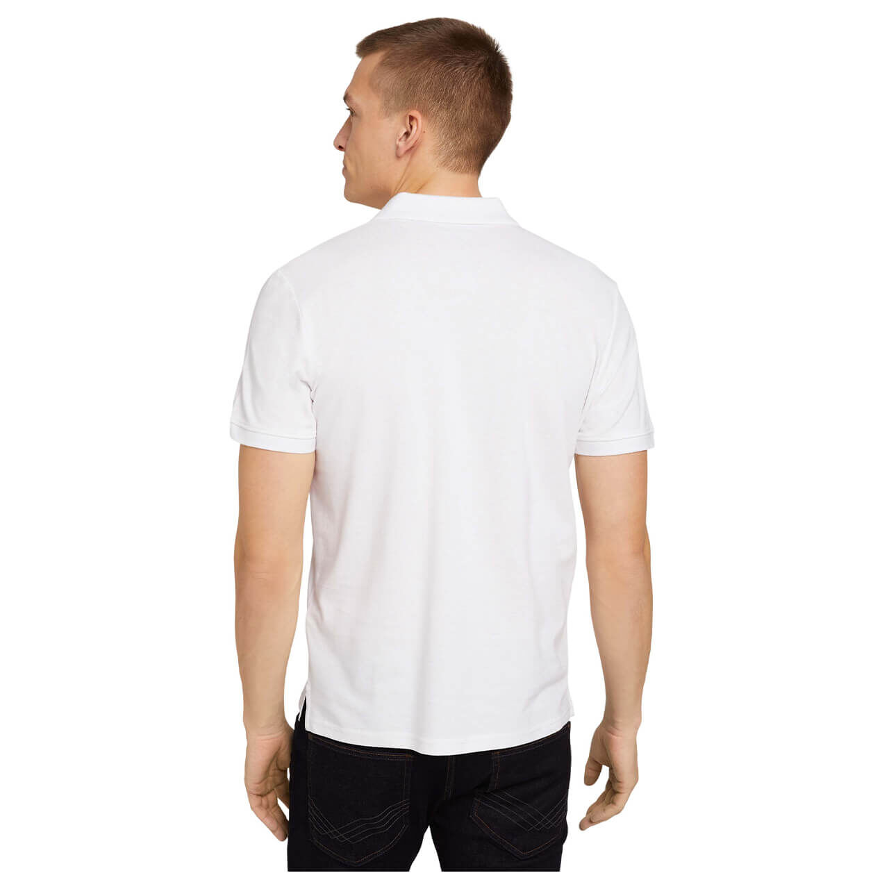 Tom Tailor Herren Piqué Poloshirt contrast white