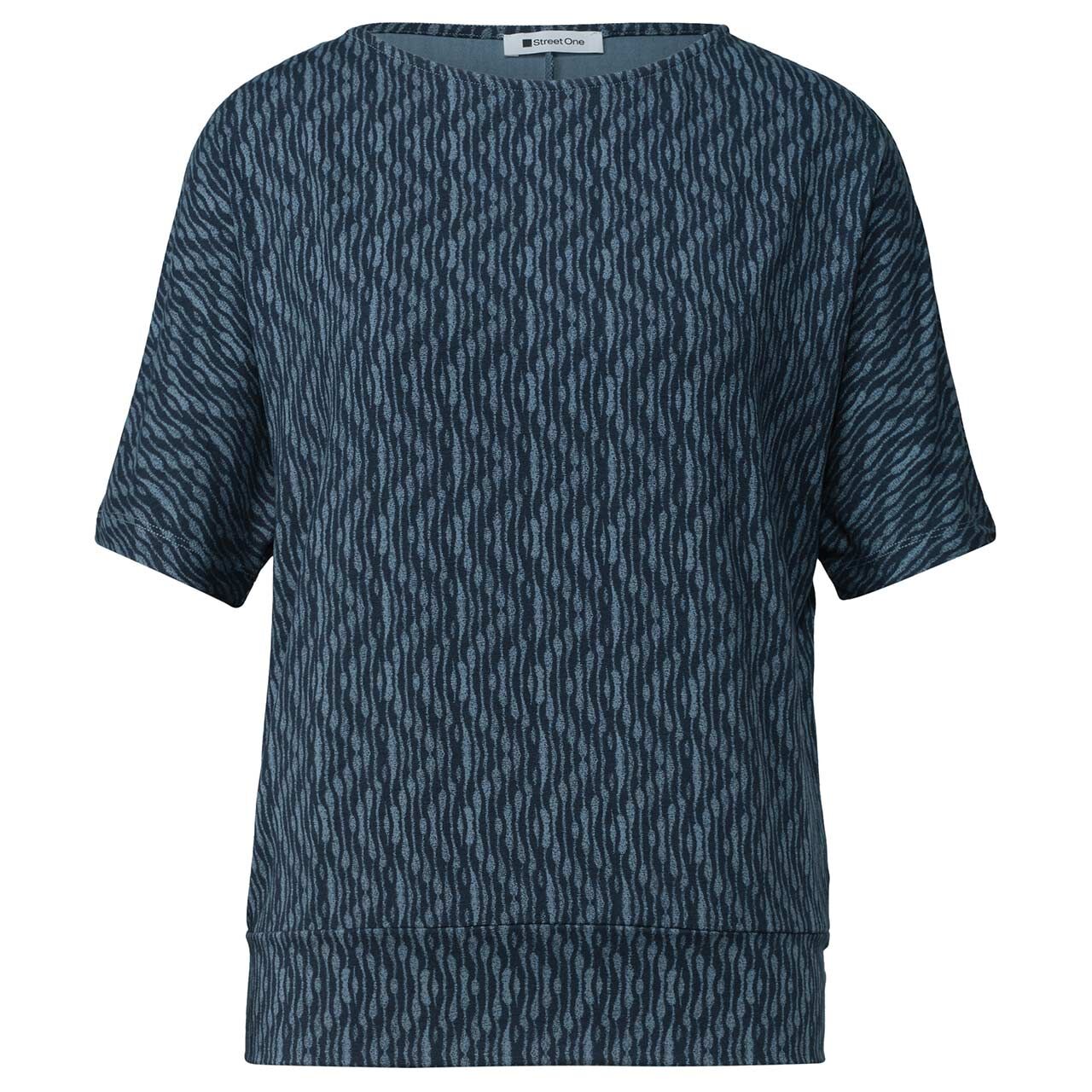 Street One Damen T-Shirt Printed Bottom Cuff ashen blue
