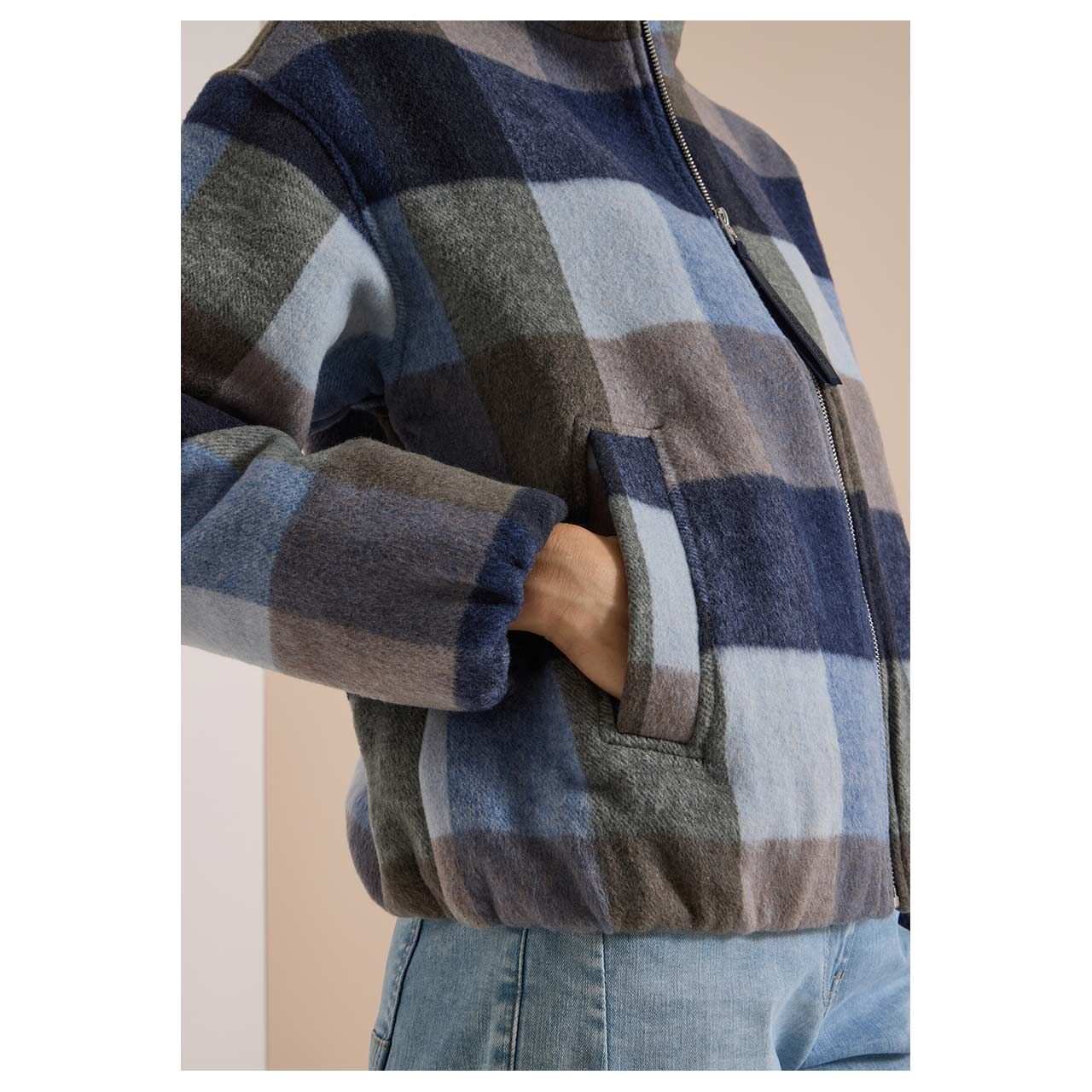 Cecil Damen Jacke Blouson Check urban dark blue