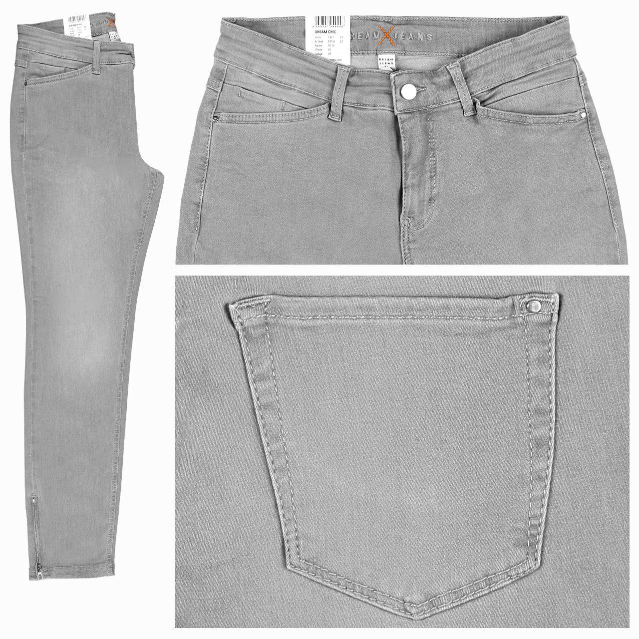 MAC Jeans Dream Chic 7/8 für Damen in Silbergrau, FarbNr.: D310