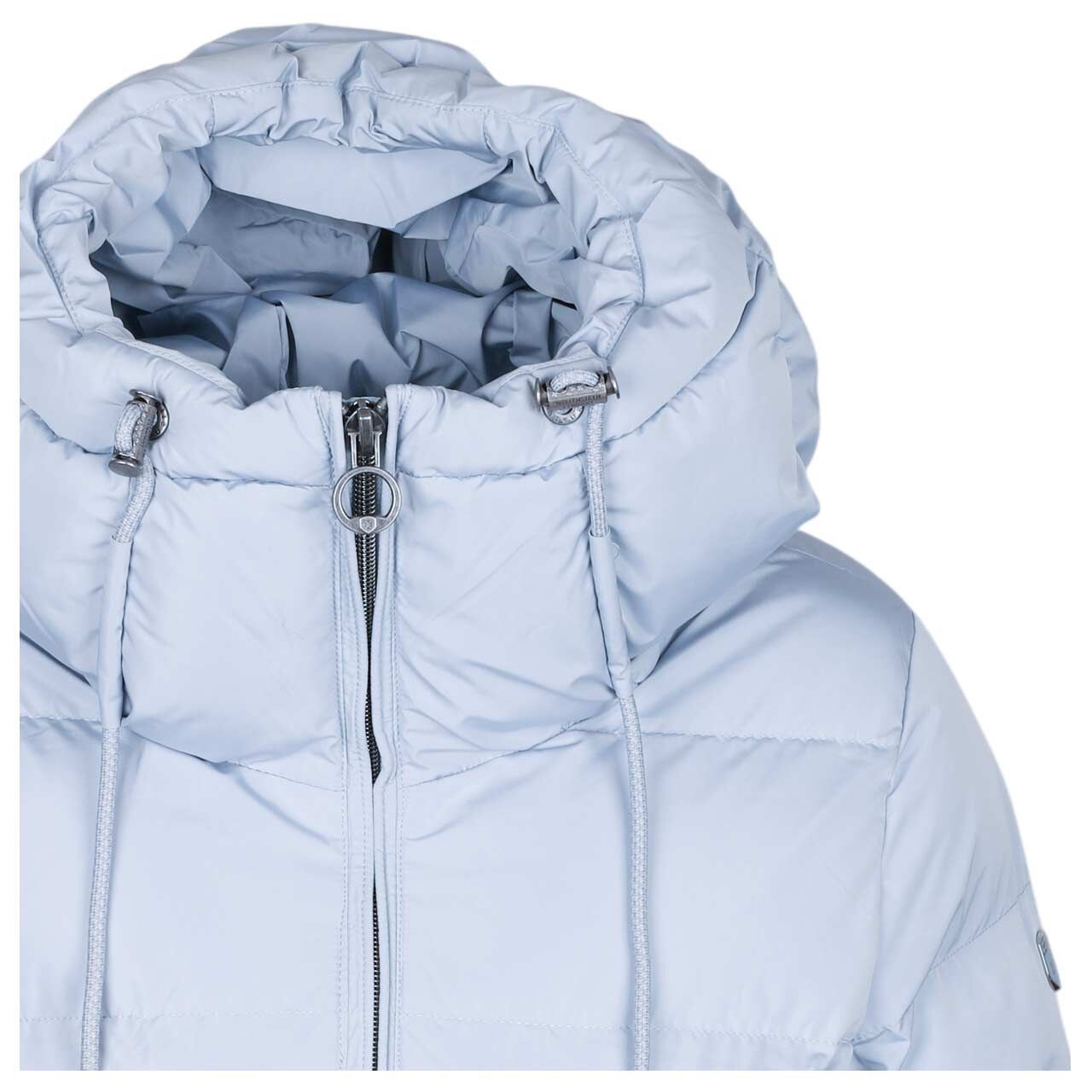 Damen Jacke Cordoba Short von Wellensteyn in Grau-Blau, Detailansicht von der Kapuze vorne