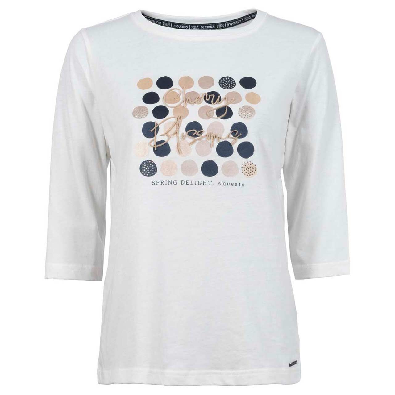 Soquesto Damen 3/4 Arm Shirt off white print