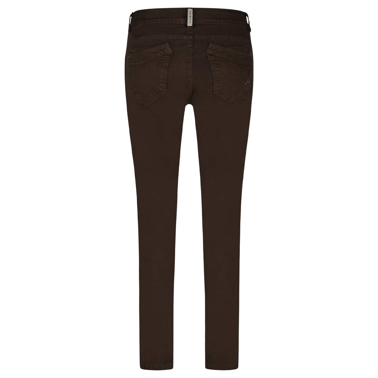 Damen Ankle Baumwollhose Malibu-Zip High Cropped Stretch Twill von Buena Vista in Dunkelbraun, Rückansicht