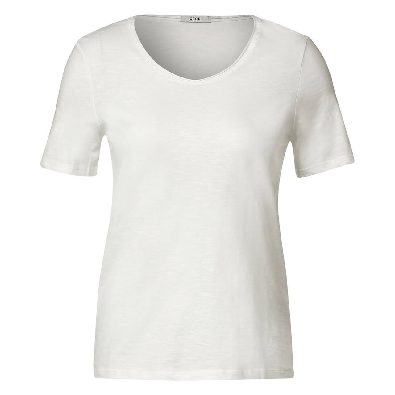 Cecil Basic Rounded V-Neck T-Shirt vanilla white