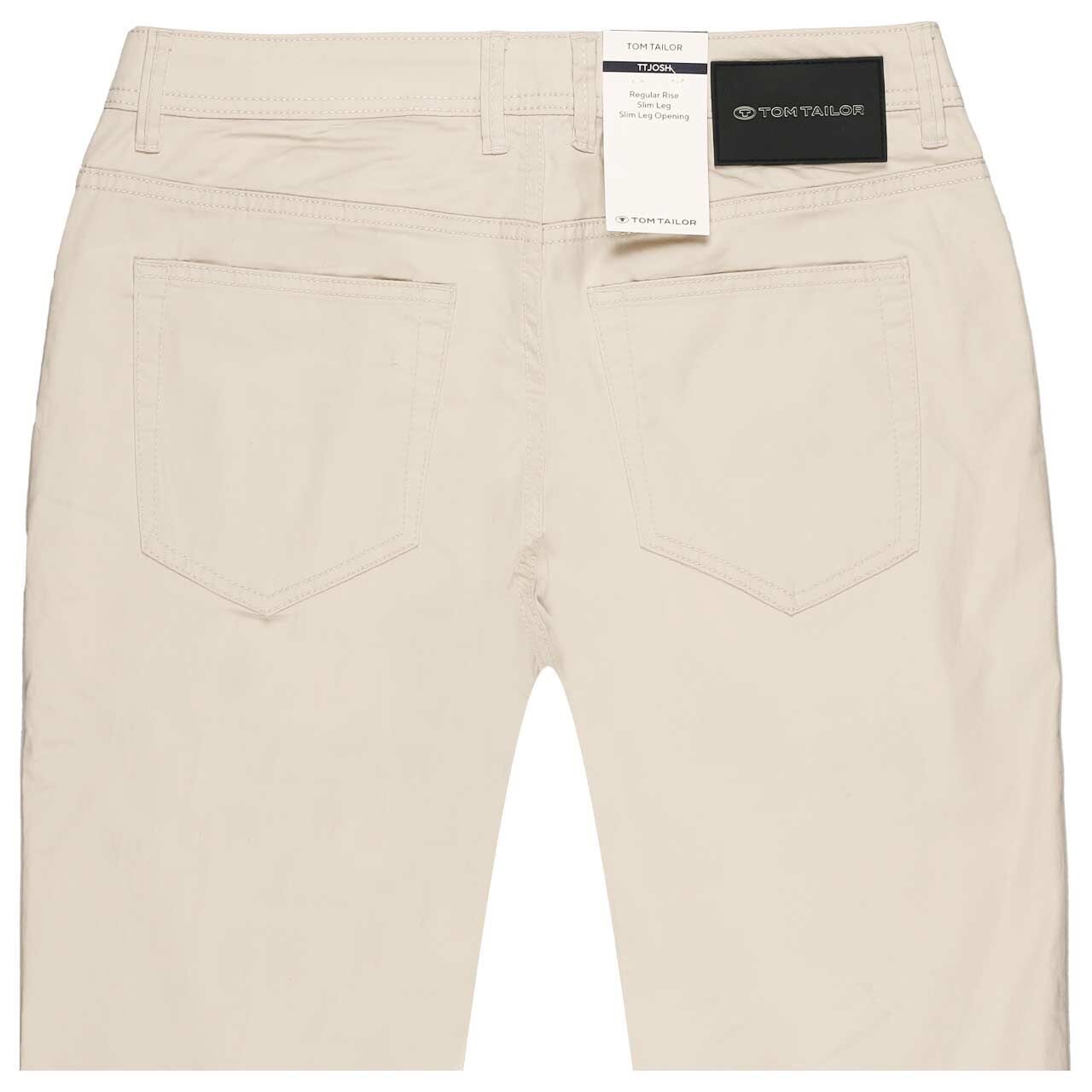 Herren Baumwollhose Josh von Tom Tailor in Hellbeige, detaillierte Rückansicht