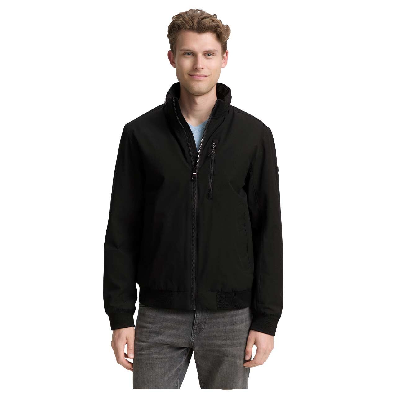 Herren Jacke Transeasonal Jacket von Tom Tailor in Schwarz, Vorderansicht am Modell